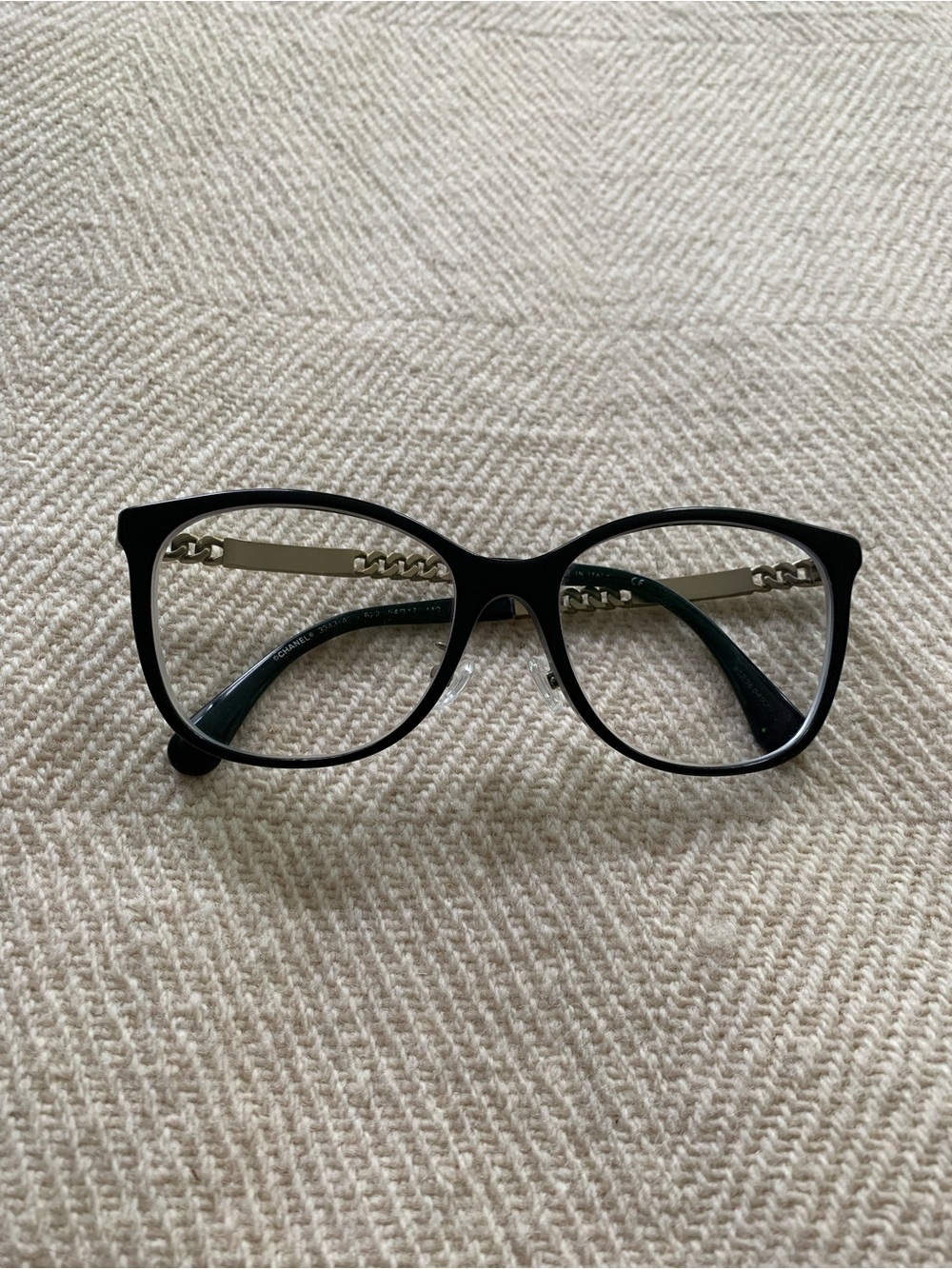 CHANEL Black Women's Glasses with Gold Chain Temples
